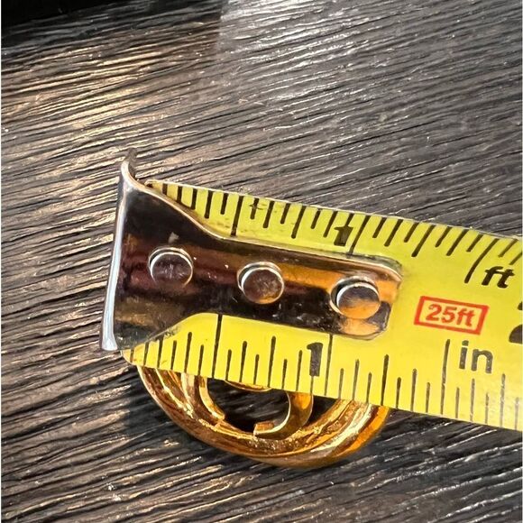 Chanel Vintage Gold Hammered Logo Cutout Clip On - Picture 10 of 11